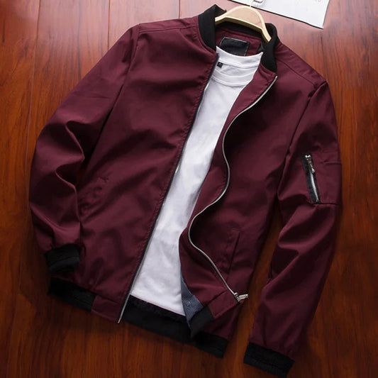 Men Bomber Jacket Thin Slim Long Sleeve baseball Jackets Mens