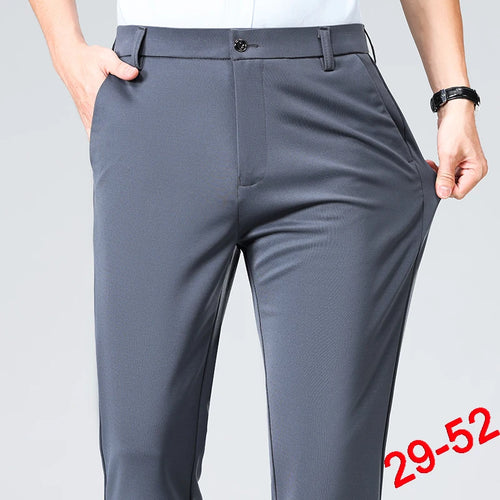 Plus Size Trousers Men Business Suit Pants Stretch Formal Dress Pants