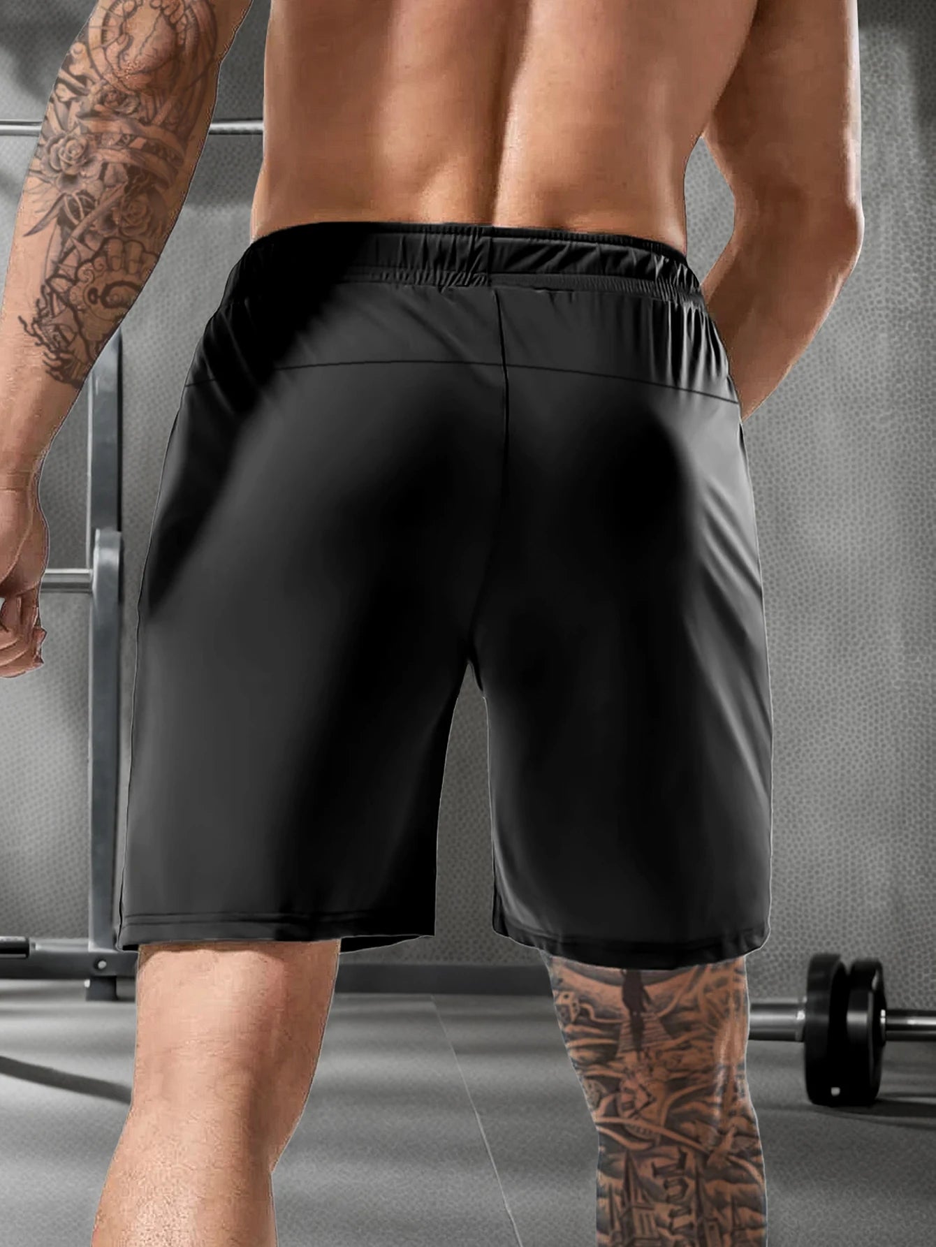 Men's solid color shorts, with zipper pockets, casual elastic