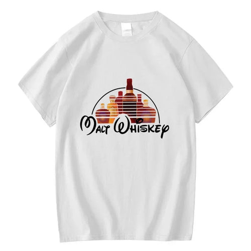 Summer Men's T-shirt 100% Cotton Funny Malt Whiskey Print Summer Loose