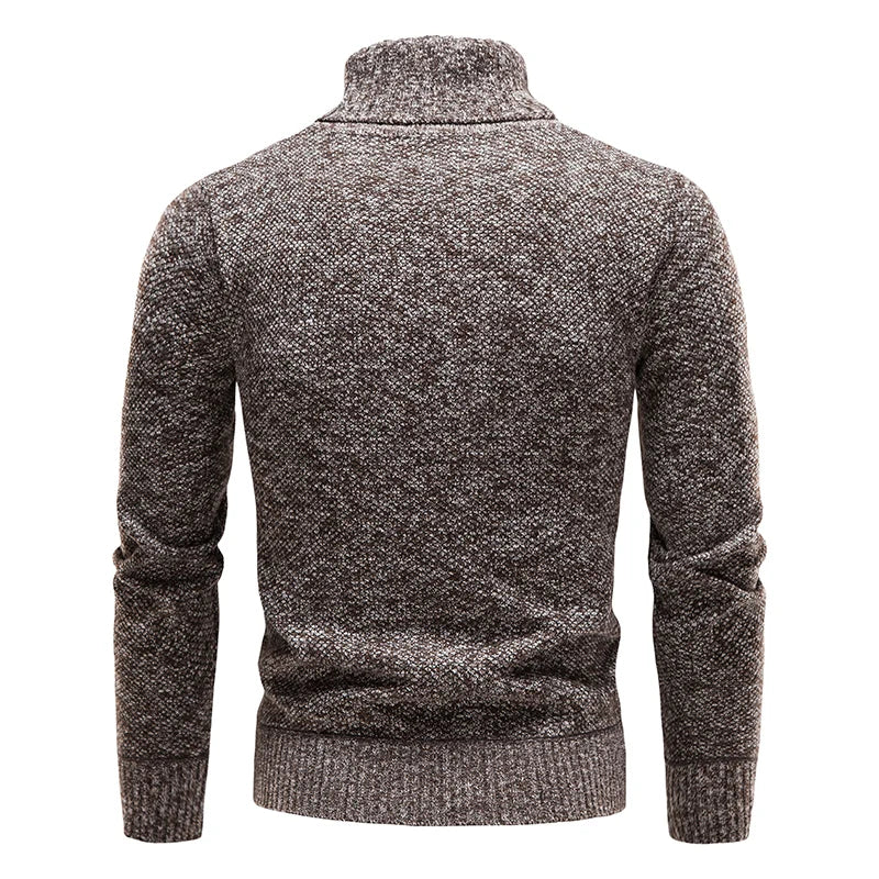 Autumn Winter Fleece Sweater Men Thicker Turtleneck Warm Pullover Slim