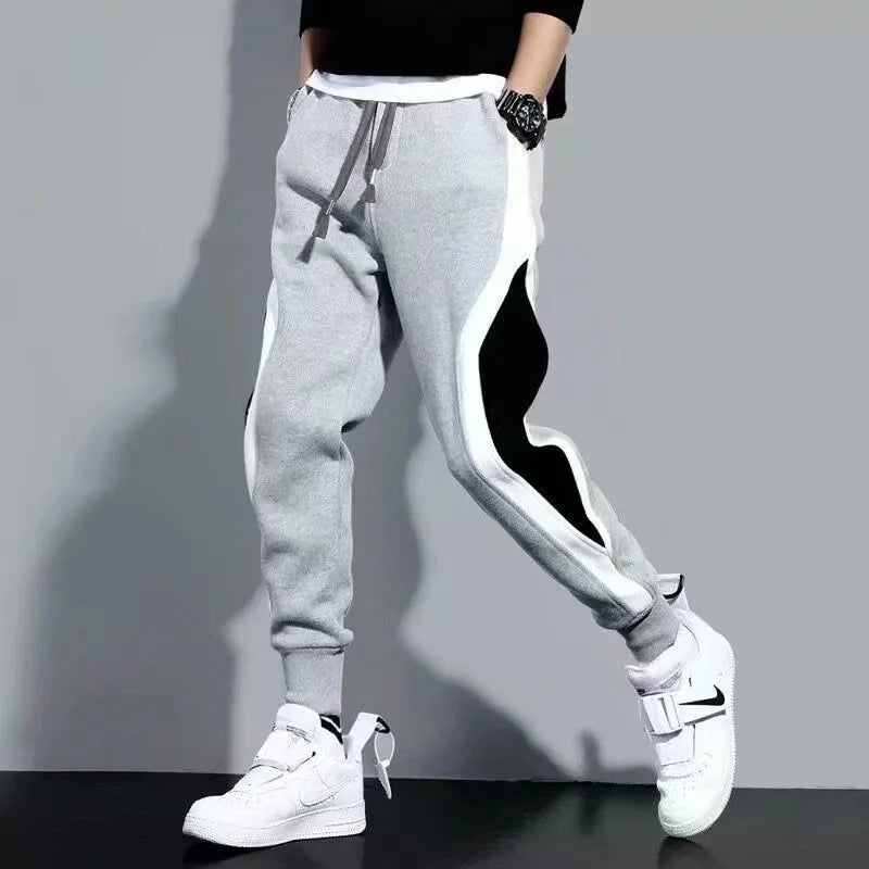 Men's Sports Pants Spring Autumn Male Loose Fitting Leggings Patchwork
