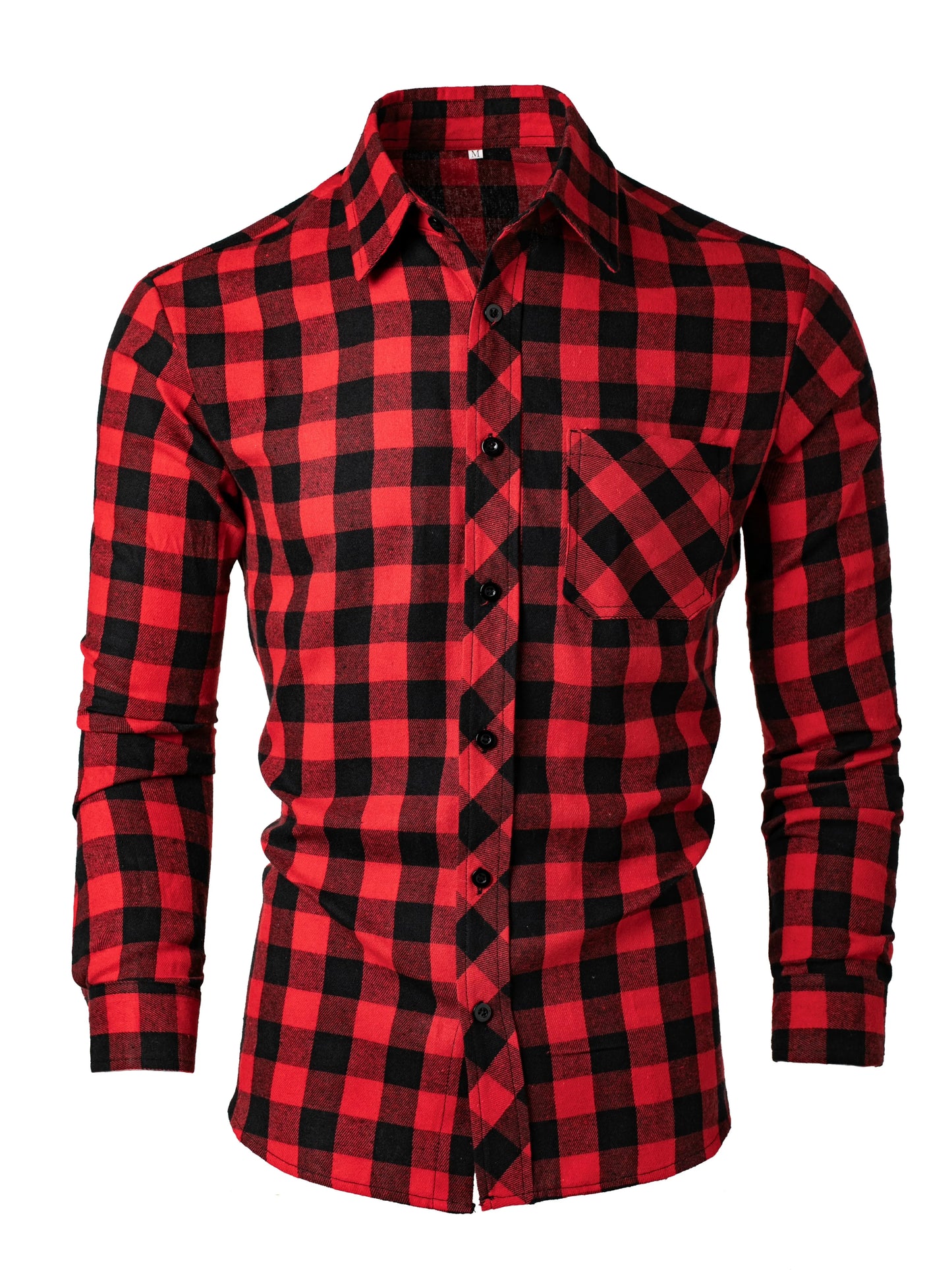 Men's Fashionable Casual Long-Sleeved Plaid Shirt, Spring and Autumn