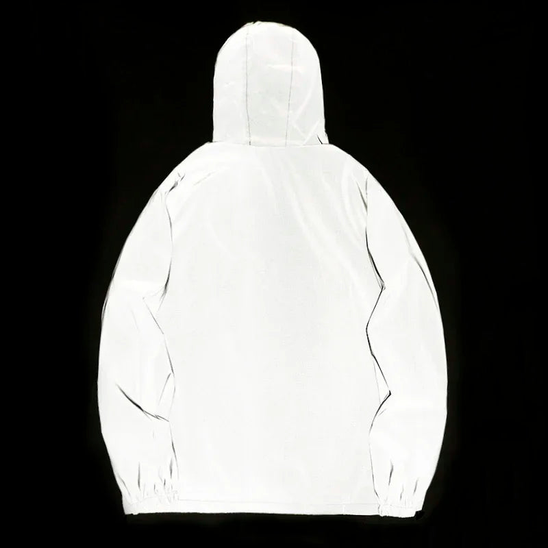 New Couple Night Reflective Clothing Solid Color Jacket Polyester