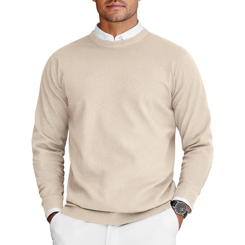 New Mens Crew Neck Sweaters Long Sleeve Lightweight Knit Dress