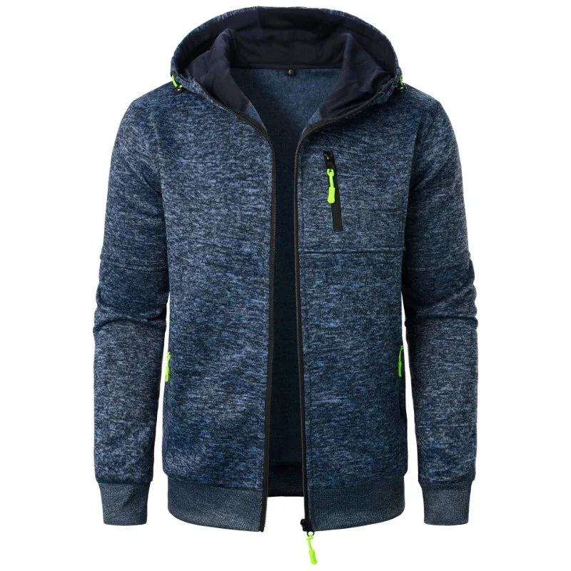 New Streetwear Men's Long Sleeve Sweatshirts for Men Zipper Hooded