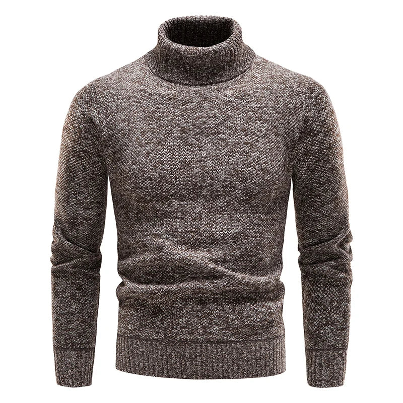 Autumn Winter Fleece Sweater Men Thicker Turtleneck Warm Pullover Slim