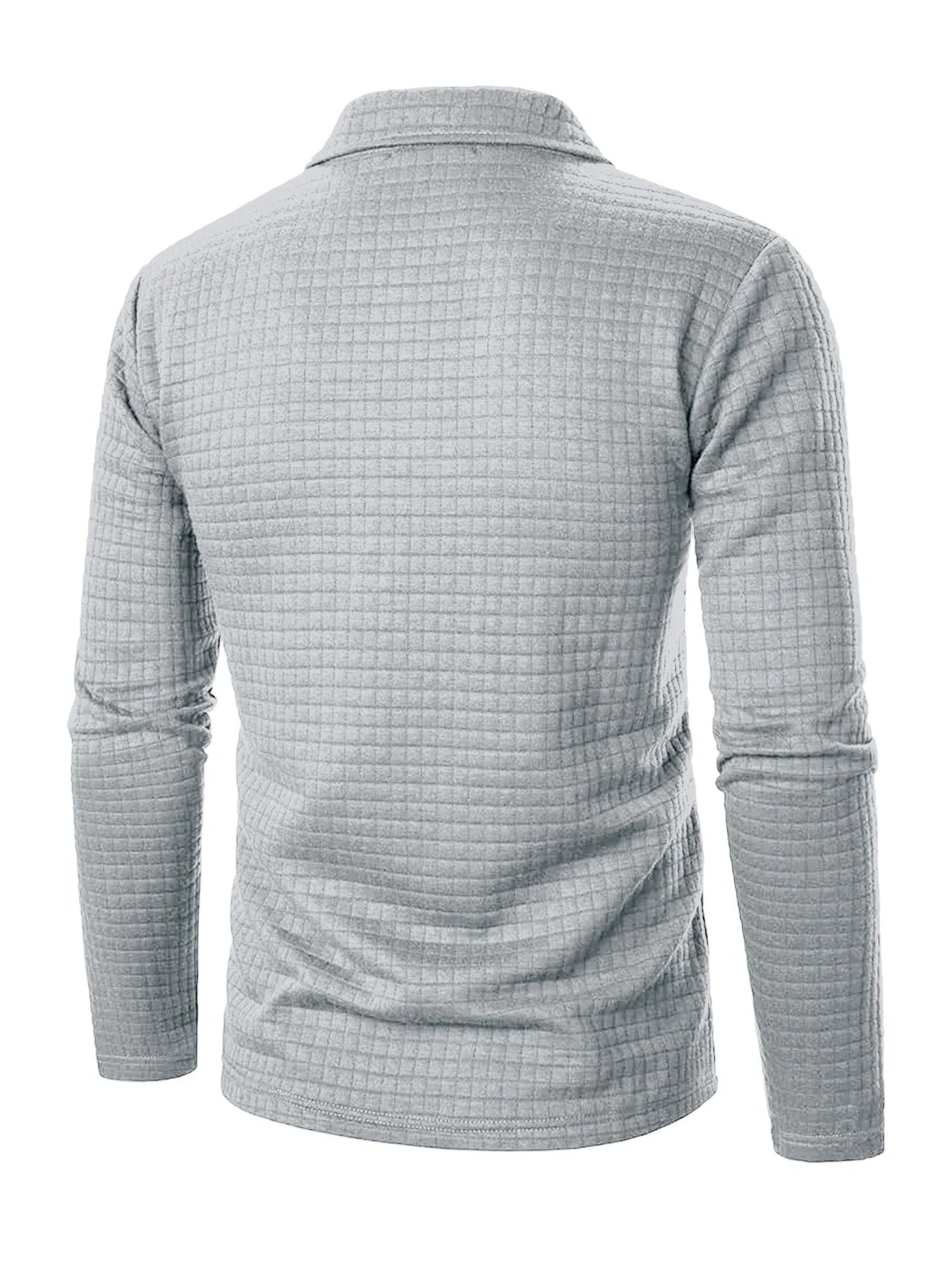 Men's Polo Shirts Square Plaid Texture Fabric Solid Color Mens Long