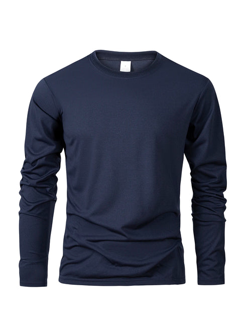 Men's Long Sleeve T Shirts Casual Round Neck Moisture Wicking Tees