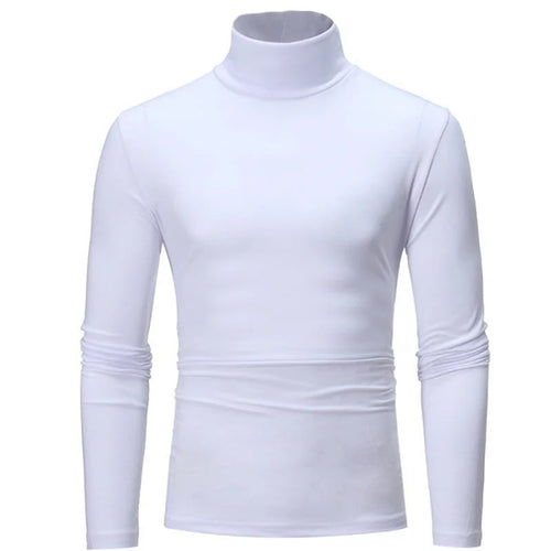 Fashion Men's Casual Slim Fit Basic Turtleneck High Collar Pullover