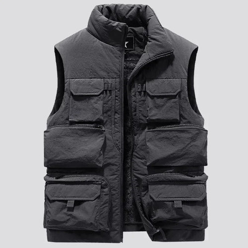 Men's New Keep Warm Fleece Work Sleeveless Jacket Slim Fit Windbreaker