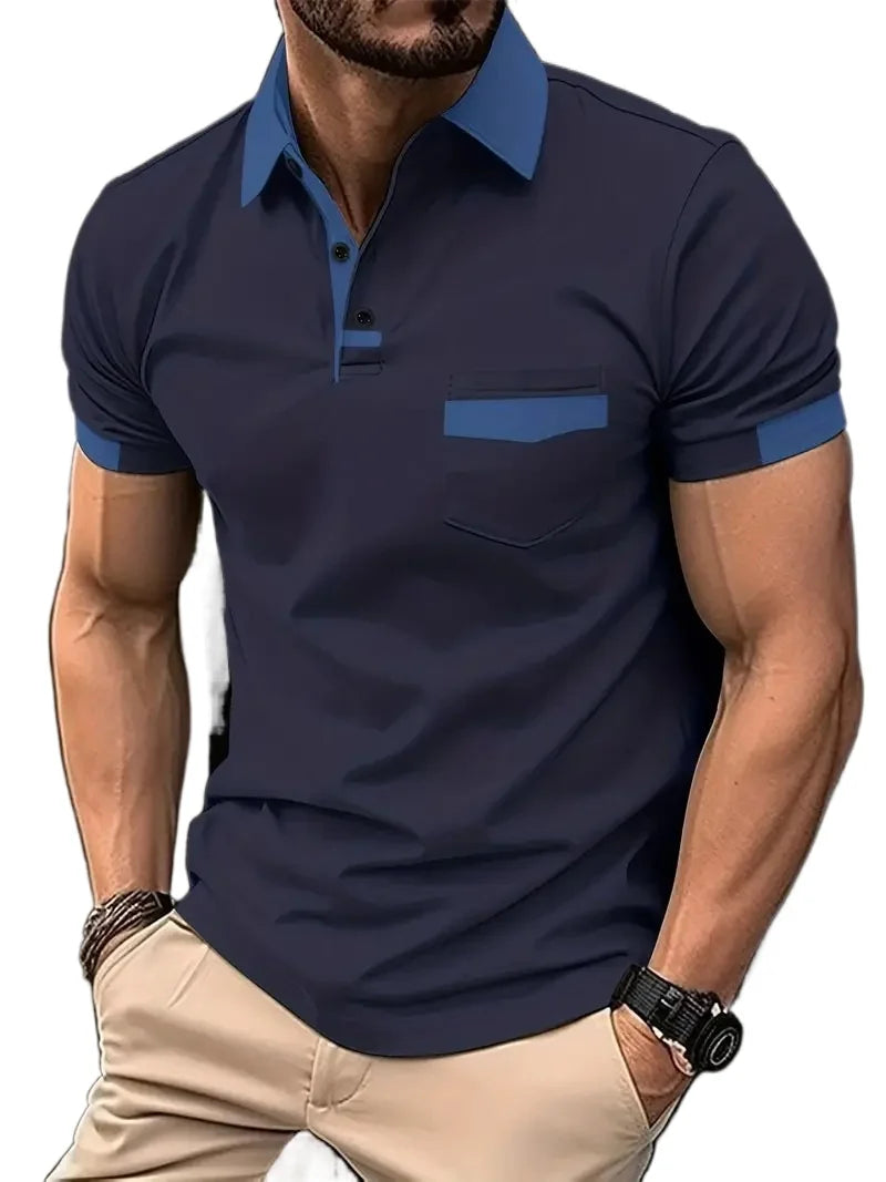 Summer Men's Short Sleeve T Shirts Solid Color Polo Shirt Breathable