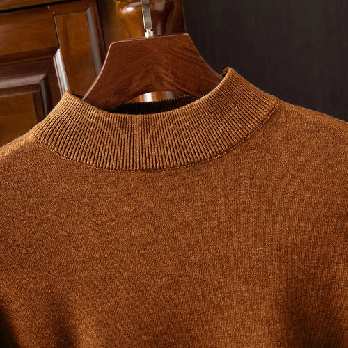 Autumn Mens Mock Turtleneck Knitwear Sweater Outdoor Half Neck Solid