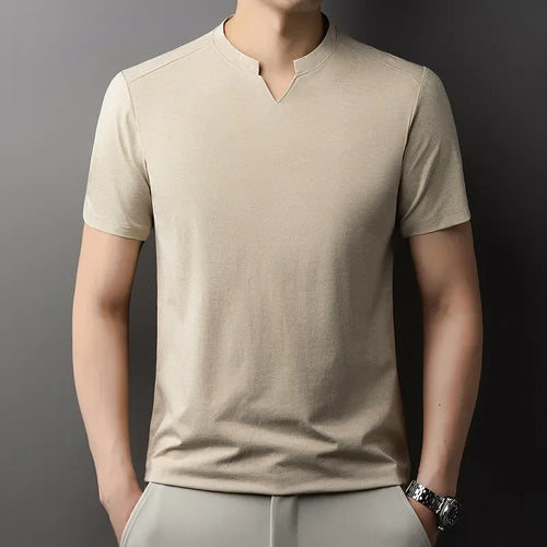 Korean Men's Casual and Fashionable Small V-neck Solid Color Short