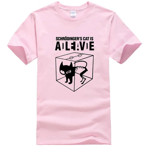 Men's T-shirt Top Quality Cotton Schrodinger's Cat Print Summer Short
