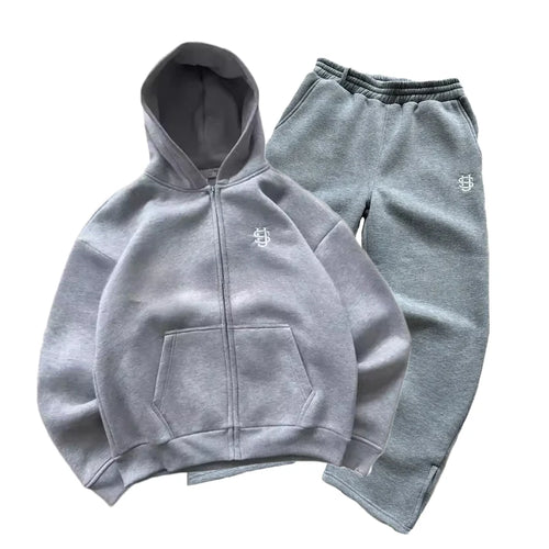 Streetwear Hoodie Sets Mens Y2K Straight Sweatpants Fashion Embroidery