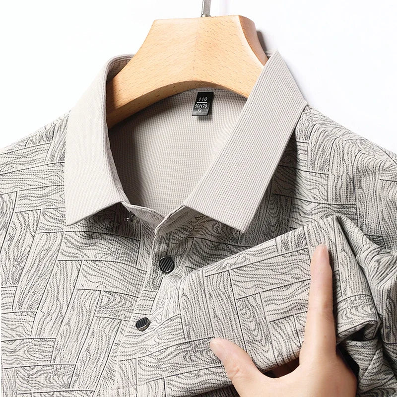 2024 Summer New Men's Business Print Short Sleeved POLO Shirt