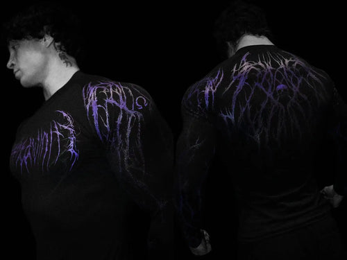Men's Compression Sports Shirt  Gothic Lightning Print GYM Fitness Top