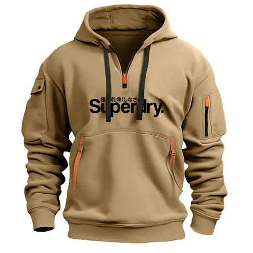 Autumn and Winter Warm Men's Hoodie Long Daily Outdoor Multi Pocket