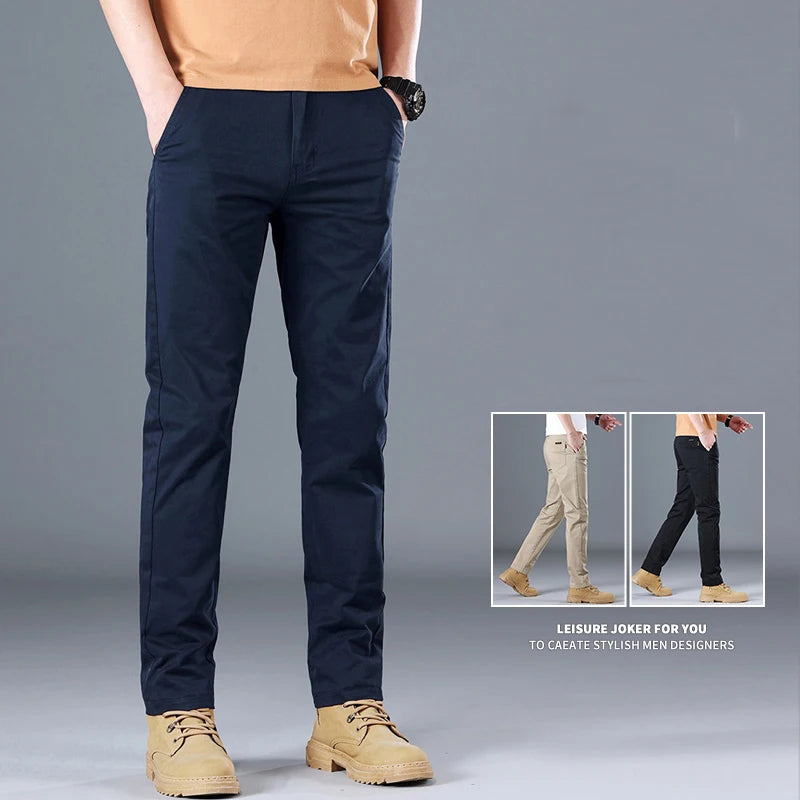 2024 Men's High Quality Pure Cotton Classic Solid Color Casual Pants