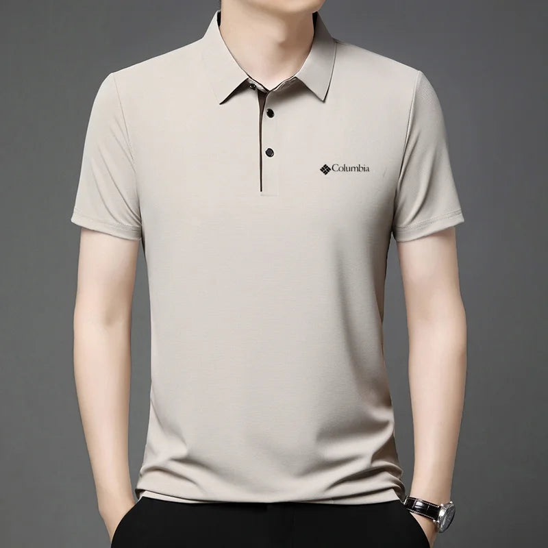 High end brand men's letter printed short sleeved polo shirt cool
