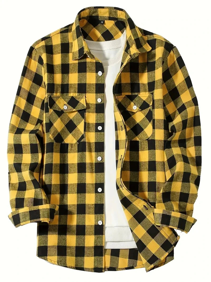 Spring and Autumn Fashion Cotton Long Sleeve Men's Shirt New Brushed