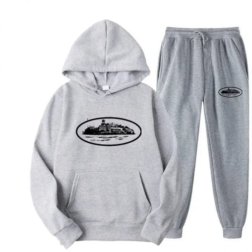 NICE Loose Unisex Fleece-lined Printed Sweatshirt Hoodie Set Devil
