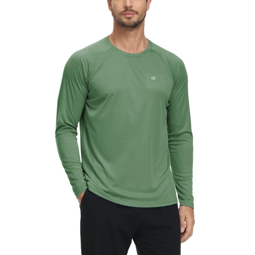 Men's Long Sleeve T-Shirt UPF 50+ Rash Guard Tee UV Sun Protection