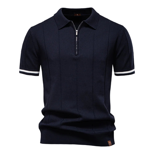 AIOPESON Men's Solid Color Sport Zipper Polo Shirt Athletic Social