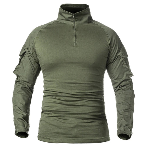 Men's Long Sleeve Combat Shirt 1/4 Zipper Ripstop Cotton Tactical