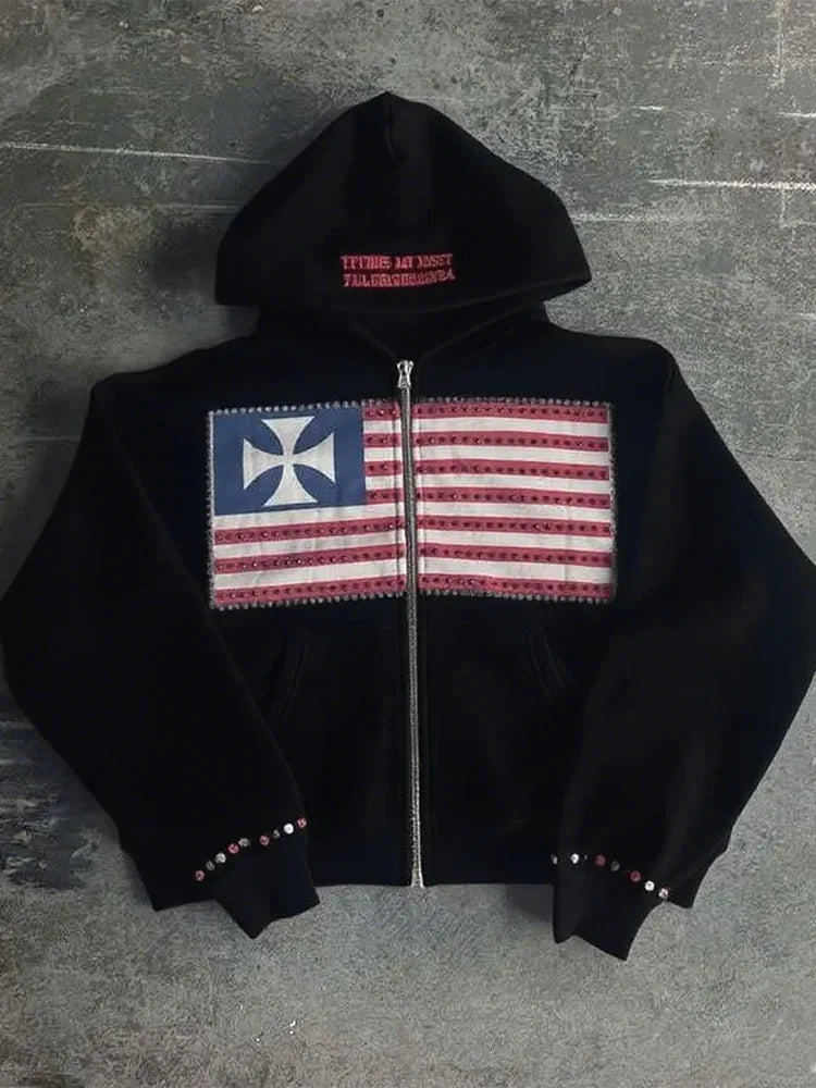 Autumn new national flag minimalist design color collision pattern men