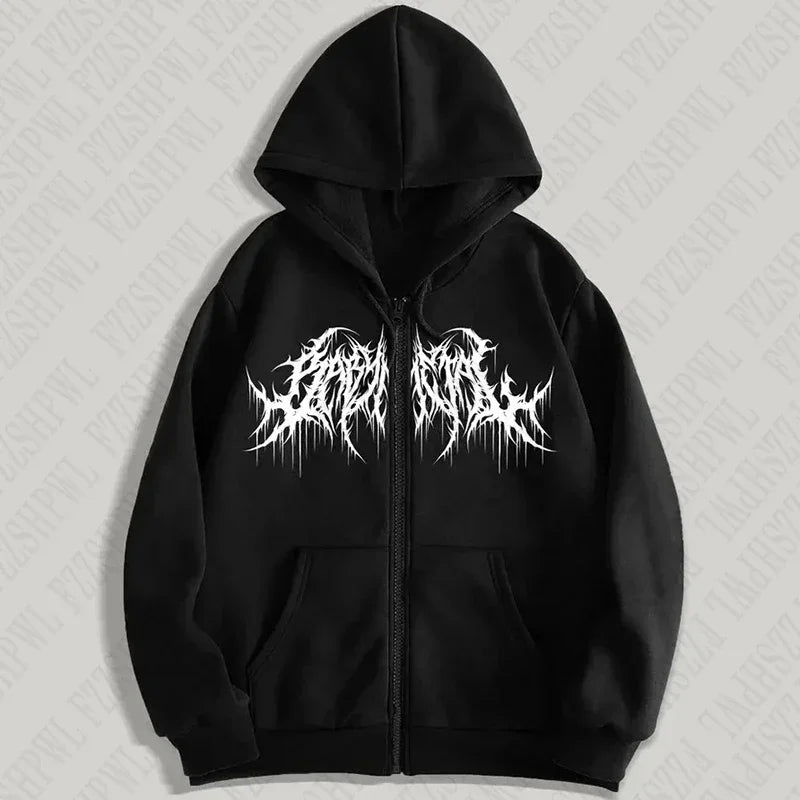 Y2K Zip-Up hoodie, men, clothes with graphic prints, hip hop style,