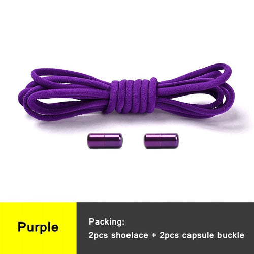 21 Colors No Tie Shoelaces For Sneakers Elastic Shoe Laces Round Metal