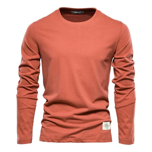 100% Cotton Long Sleeve T Shirt For Men Solid Spring Casual Mens