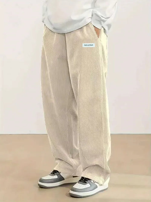 Autumn Mens Corduroy Casual Pants Fashion Loose Fit Pants Straight