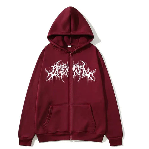 Y2K Zip-Up hoodie, men, clothes with graphic prints, hip hop style,