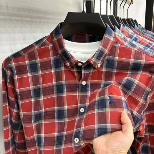 Luxury Brand Embroidery 100% Cotton Long Sleeved Shirt Men's New Shirt