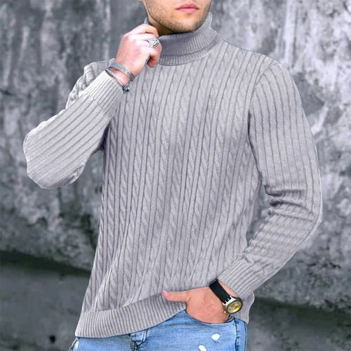 Autumn Winter New Men's Knit Sweater High Neck Warmth Fashion Solid