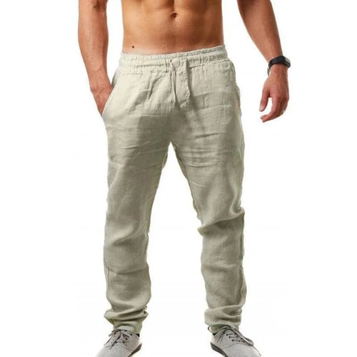Spring/Summer New 9 Colors Men's Solid Color Cotton Linen Pants Autumn