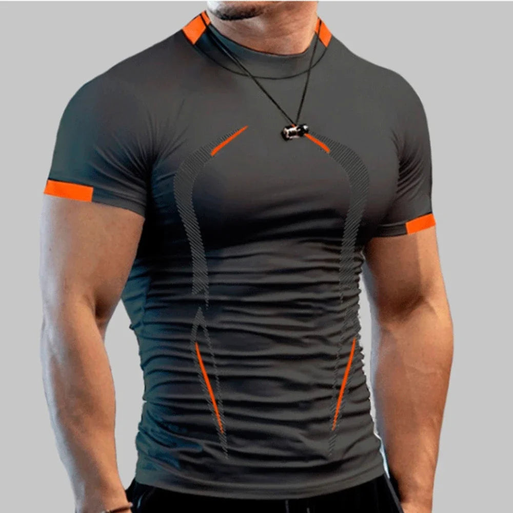 New Summer Sportswear Gym Breathable T Shirt Men Quick Drying Jogging