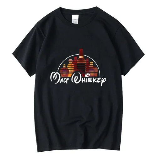 Summer Men's T-shirt 100% Cotton Funny Malt Whiskey Print Summer Loose