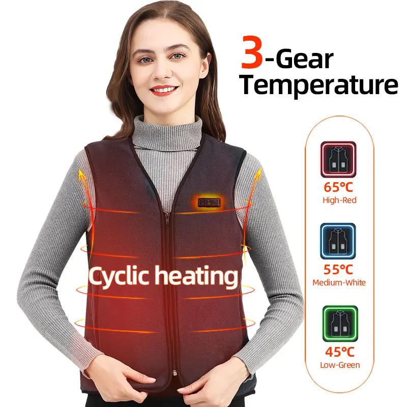 Smart Fleece Heated Vest Men USB Electric Heating Vest Women