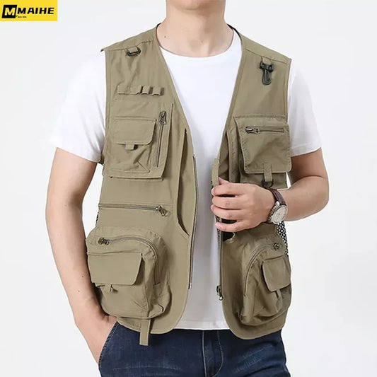 14 Pockets Summer New Men US Tactical Hiking Fishing Vest Mens