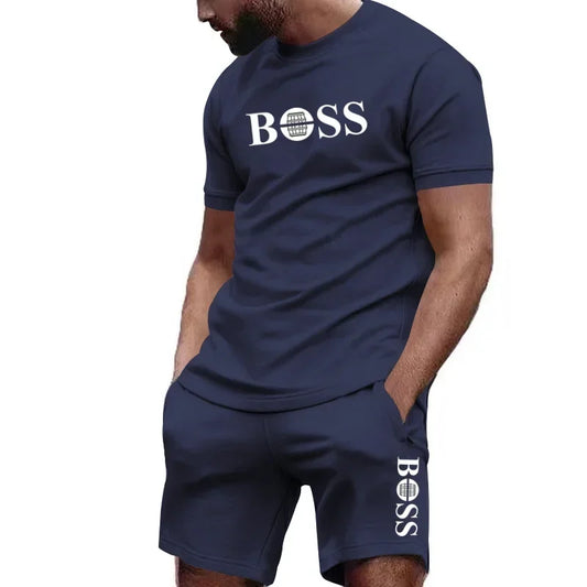 Men's two-piece sportswear short sleeved T-shirt and pants set running