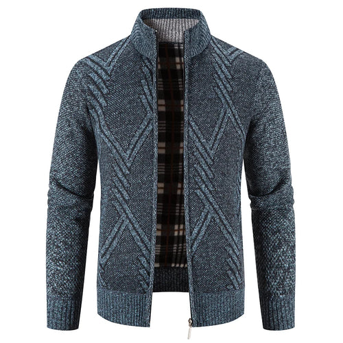 Winter Men's Fleece Cardigan Christmas Knit Sweater Coat Business
