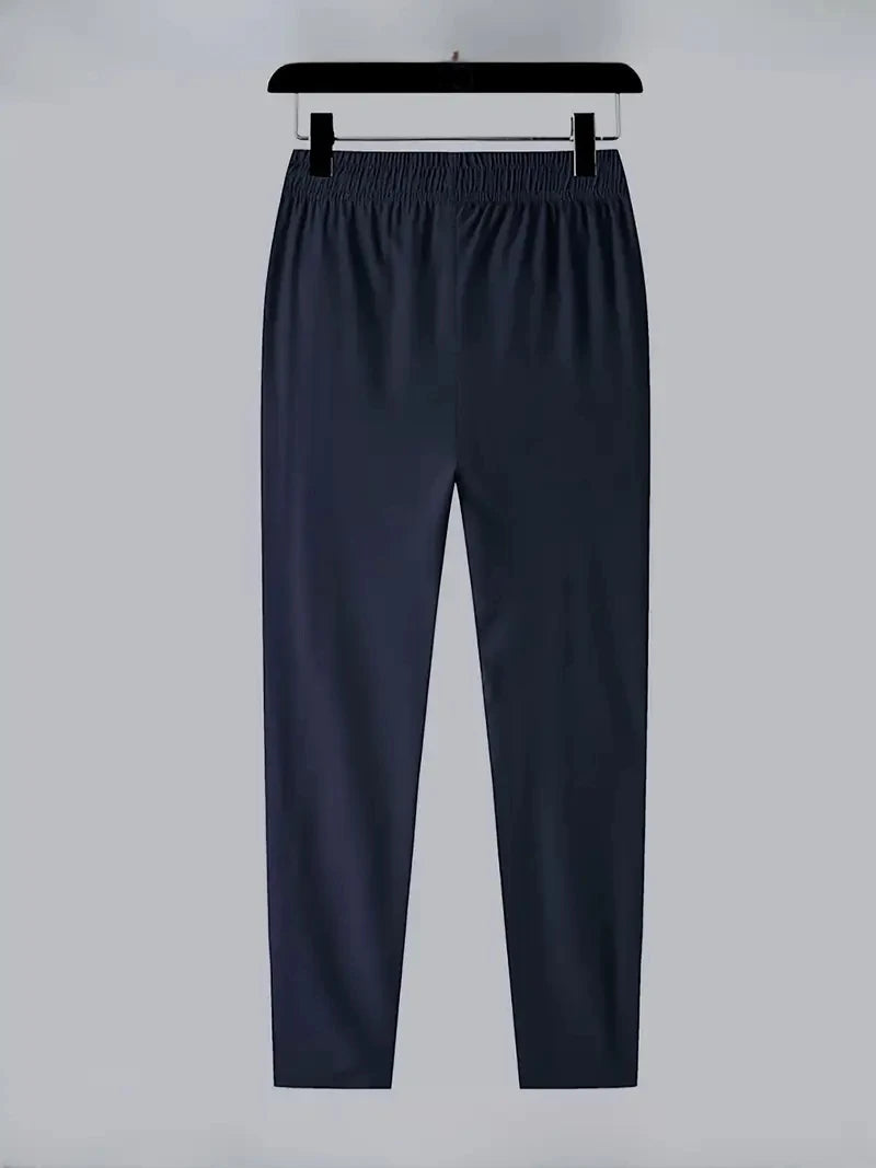 Soft Men's Casual Straight Pants Stretch Elastic Waist Jogger Korean