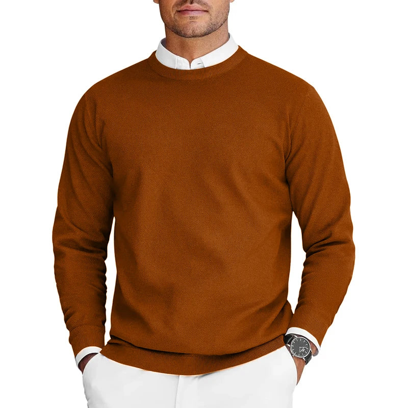 New Mens Crew Neck Pullover Sweaters Long Sleeve Lightweight Knit