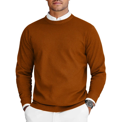 New Mens Crew Neck Pullover Sweaters Long Sleeve Lightweight Knit