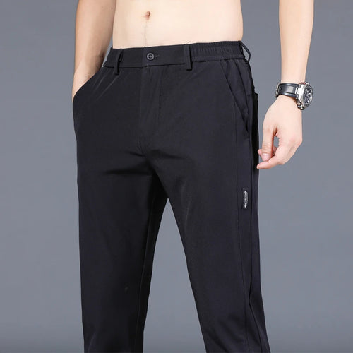 2024 Summer New Thin Ice Silk Stretch Men's Pants Casual Elastic Waist