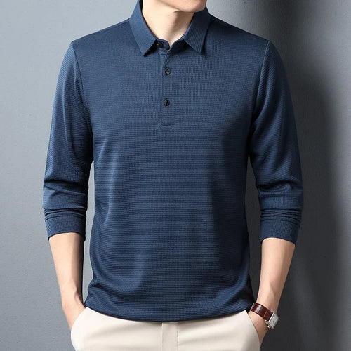 Men's Business Casual Polo Long Sleeve T-shirt Summer Comfortable